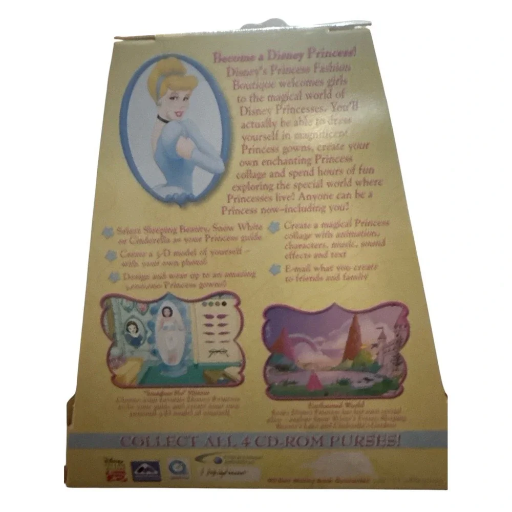 Disney Princess Fashion Boutique CD-ROM Purse Windows Mac 2002 Cinderella New